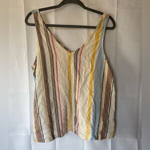Striped V-neck Tank Top - Size L